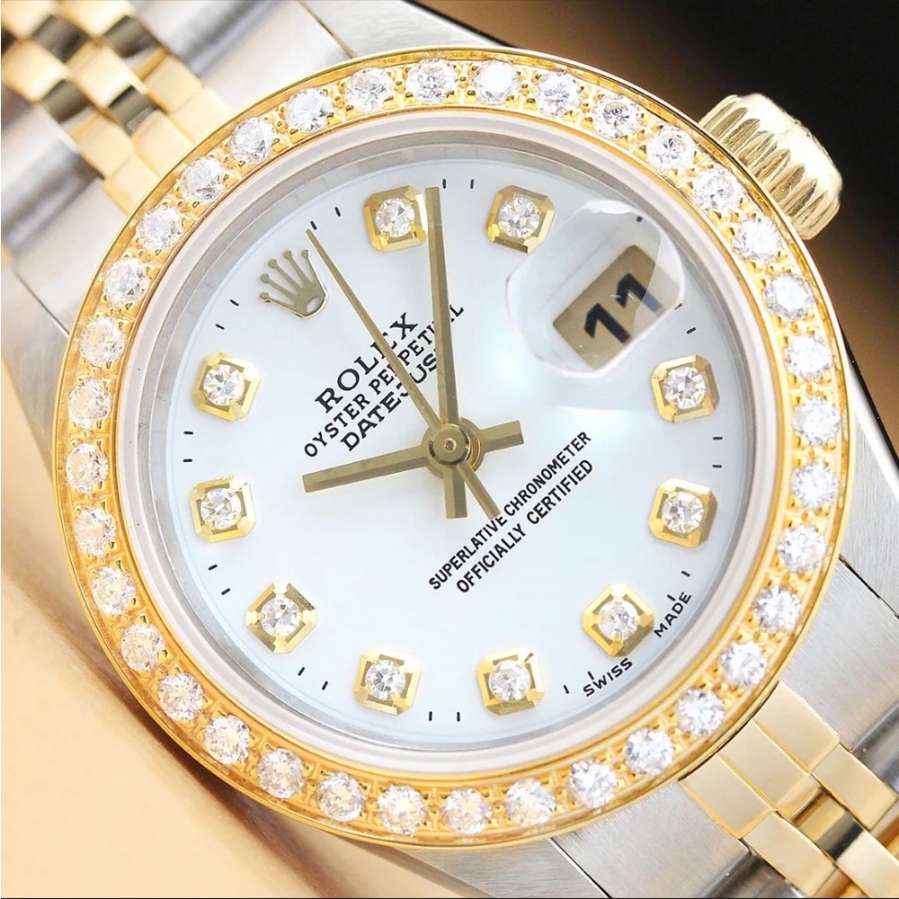 Authentic ladies 26mm Rolex Quickset - 2 tone 18k yellow gold and steel